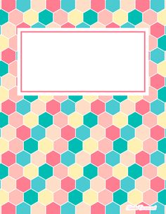 a colorful background with hexagonal shapes and a white frame