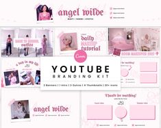 the logo and branding design for an angel nudee beauty brand is shown in pink