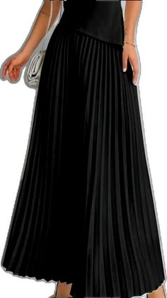 Pleated Maxi Skirt For Night Out In Spring, Black Formal Skirt For Summer, Long Pleated Skirt For Night Out, Pleated Maxi Skirt For Party, Black High Waist Maxi Skirt For Party, High Waist Black Maxi Skirt For Party, Pleated Wide-leg Party Skirt, Solid Pleated Maxi Skirt For Party, Evening High Waist Black Maxi Skirt