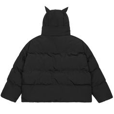 DESCRIPTION Our "Devil" Puffer Jacket is a one of a kind piece that will elevate your streetwear style. This premium jacket is filled with ultra soft feather like material and the outer shell is made up of a high quality polyester and cotton blend that is smooth the touch. The jacket features a unique look due to the lowkey devil horns attached to the hood of the jacket and it's oversized puffy build. Stitched to perfection with two precisely stitched skull embroidery patterns on the front chest Mens Down Parka, Skull Jacket, Gothic Mode, Jeans Patchwork, Men Parka, Winter Outwear, Y2k Hoodie, Jeans Cargo, Retro Mode