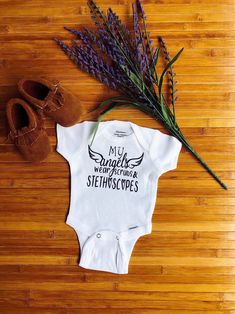 My angels have stethoscopes - I love my nurses - My nurses love me - Nurse baby onesie - preemie baby onesie - going home - hospital outfit by DandelionWishes09 on Etsy Nurse Onesie, Nicu Graduate, Preemie Baby Clothes, Funny Socks For Men, Funny Baby Gifts, Pregnancy Announcement Onesie, Funny Pregnancy Announcement, Baby Nurse, Preemie Baby