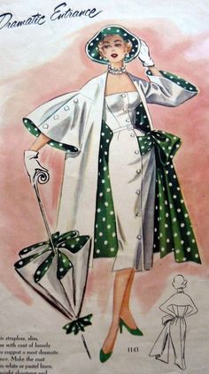 Polka Dot Dresses: 20s, 30s, 40s, 50s, 60s Sheath Dress Outfit, Suit Details, Dress Maker, Edith Head, Patron Vintage, Barbie Ideas, Dresses 1950s