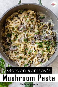 Gordon Ramsay’s Mushroom Past Ham Mushroom Pasta, Gordon Ramsay Pasta Recipe, Gordon Ramsay Pasta, Gorden Ramsay, Gordon Ramsay Home Cooking, Garlic Bruschetta, Gordon Ramsey Recipes, Pasta At Home, Mushroom Recipes Healthy