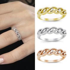 ◖ P R O P E R T I E S ◗ * Band Material: 14k Solid Gold (Yellow, Rose and White gold options) * Weight: 2,34gram -%10 due to band size) * Gemstone: Diamond * Carat: 0,10ct (Total of 5 diamonds) * Cut: Round * Color: F * Clarity: SI ◖ D I O N J E W E L ◗ ‣ 14K REAL GOLD ‣ EXPRESS DELIVERY IN 1-3 DAYS* ‣ HANDMADE ONLY FOR YOU, NO USED JEWELRY ‣ GIFT BOX AND OTHER GIFTS ◖ P R O D U C T I O N  &  Q U A L I T Y ◗ ‣ All of our jewelry are handmade and made to order. ‣ We use only 14K real gold. (8k or Elegant Spiral Stackable Rings, Modern Twist Spiral Jewelry For Anniversary, Swirl Diamond Ring, Statement Rings Diamond, Jewellery Marketing, Diamond Gift, Emerald Color, Wide Band Rings, Diamond Carat