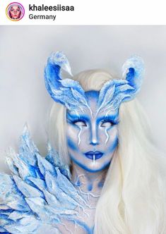 Aquarius Makeup, Ice Costume Makeup, Winter Fantasy Makeup, Ice Queen Makeup Simple, Snow Makeup Looks Ice Queen, Ice Makeup, Scary Ice Queen Makeup, Ice Queen Makeup, Aquaria Mermaid Drag