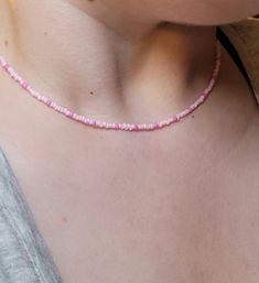 This handmade necklace is from out Minimalist collection - Blossom is one of many colour variations Dainty Handmade Choker For Everyday, Dainty Handmade Everyday Choker, Dainty Single Strand Beaded Necklace, Delicate Beaded Necklaces For Jewelry Making, Dainty Single Strand Beaded Necklace For Everyday, Handmade Pink Dainty Beaded Necklaces, Minimalist Faceted Bead Choker Necklace, Handmade Dainty Pink Beaded Necklace, Handmade Pink Dainty Beaded Necklace