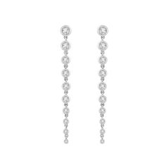 Graduated-Diamond-Dangle-Earrings-White-Gold-3 Timeless White Gold Linear Earrings For Evening, Classic Linear Earrings With Diamond Accents, Timeless Linear Earrings For Anniversary, Timeless Linear Earrings With Diamond Accents, Long Drop Linear Earrings With Diamond Accents For Anniversary, Elegant Long Drop Diamond Earrings With Prong Setting, Timeless Dangle Linear Earrings For Formal Occasions, Timeless Linear Dangle Earrings For Formal Occasions, Timeless Diamond Dangle Earrings For Evening