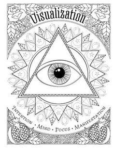 an adult coloring book with the words, visualization and an all seeing eye in it