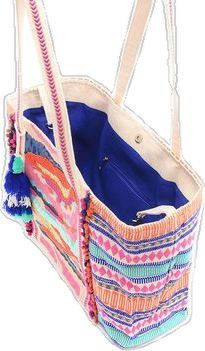 Multicolor Embroidered Shoulder Bag For Summer Travel, Travel Shoulder Bag With Multicolor Embroidery For Summer, Multicolor Beaded Tote Shoulder Bag, Beaded Multicolor Bags For Shopping, Travel Multicolor Beaded Shoulder Bag, Joey And Phoebe, Oversized Tote Bag, Oversized Tote, Zip Pockets