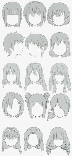 an anime character's head with different hair styles