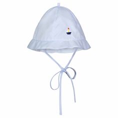 Sunny spring days are just perfect for being spent outdoors. Don't forget a sun hat for your baby boy while taking him out! This lightweight blue sunhat is sweet as can  be, and matches just about any Feltman Brothers outfit. A classy way to protect your prince on all those sunny days! White Bonnet, Classic Baby Clothes, Special Occasion Gowns, Sailor Hat, Baby Boy Accessories, Boys Knits, Sailor Dress, Standard Dress, Spring Day