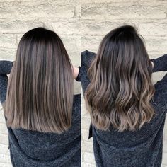 Los Angeles Hairstylist/color sur Instagram : Ash brunette Wavy VS Straight Hair texture :medium to coarse Natural level :2 Technique :babylights ➕foilayage Time :7.5 hours Bond… Ash Brunette, Babylights Hair, Balayage Straight, Balayage Straight Hair, Texture Medium, Short Straight Hair, Balayage Brunette