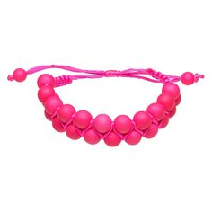 Ultra-feminine and hot pink, this lightweight and ready-to-wear bracelet is made from soft nylon cord and accented by smooth rounds. Easily adjust the size with a wrapped knot closure to fit a wide range of wrist sizes. Colors, shapes and sizes may vary in each lot. Testing for colorfastness is recommended. Neon Bracelets, Ultra Feminine, Pink Neon, Neon Pink, 10 Inch, Hot Pink, Knot, Neon, Range