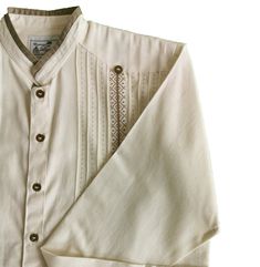 Show your style with this guayabera made of linen and hand embroidered with cross stitch.  Available in 2 white and bone colors. There may be small variations regarding colors and embroidery since it depends a lot on the craftsman who carries it out, so you can be sure that you will have a unique and high quality garment.  All our garments are handmade and with a lot of love by artisans from the Yucatan region, who have taught this beautiful art from generation to generation. Any questions pleas Traditional White Kurta With Buttons, Folk Style Embroidered Top With Geometric Embroidery For Beach, Embroidered Linen Shirt With Camp Collar, Jalabia For Men Short Sleeve, Traditional Embroidered Linen Shirt, Embroidered Linen Button-up Top, Bone Color, Bel Art, Mens T Shirts