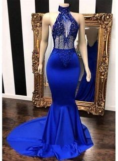 Royal Blue Mermaid Prom Dress, Blue Mermaid Prom Dress, Long Mermaid Dress, Prom Dresses 2019, Prom Dresses Sleeveless, Dresses Mermaid