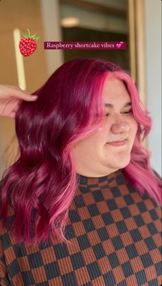 Merlot Hair, Raspberry Shortcake, Merlot Hair Color, Raspberry Hair, Pink Money, Money Pieces, Pink Ombre Hair, Split Dyed Hair