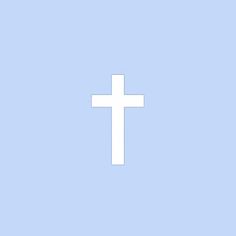 a white cross on a light blue background