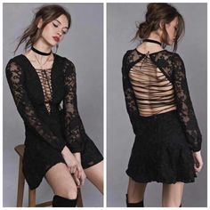 For Love And Lemons Jolene Lace Up Dress In Black - It's A Size Small (0-2) And Is Nwot. Please Excuse My Horrible Pics, I Couldn't Figure Out How It Goes Tied And I Had To Put A Hanger To Keep The 'Skirt' Up Or It Would Just Hang And Make It Look Worse Lol. This Is Such A Beautiful Dress, My Pics Do It No Justice. Please See Added Pics For Detailing. Reasonable Offers Welcomed! Sold At Revolve, Na-Kd, Mulaner, Etc. This Dress Is A Must Have! The Jolene Lace-Up Dress By For Love & Lemons Feature Black Lace Dress With Lace-up Back, Lace Mini Dress With Lace-up Back For Night Out, Flirty Dress With Lace-up Back For Brunch, Lace Dress With Lace-up Back For Night Out, Lace Dresses With Lace-up Back For Night Out, Lace Mini Dress With Lace-up Back For Evening, Party Lace Mini Dress With Lace-up Back, Party Mini Dress With Lace-up Back In Lace, Mini Dress With Lace Back For Date Night