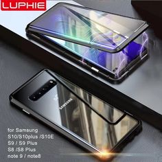 two samsung foldable phones on top of each other, one with an image of lightning