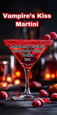 vampire's kiss martini with raspberry liqueur and cranberry juice