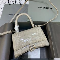 Balen Hourglass Small Handbag In Beige Luxury Bags Collection, Wardrobe Upgrade, Balenciaga Bag, Top Designer Brands, Small Handbags, Perfect Bag, Luxury Accessories, Bago, Satchel Bags