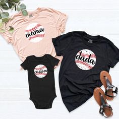 Family Baseball Shirts, Custom Baseball Shirt, Personalized Baseball Tee, Baseball Mama Dada Baby Shirt, Baseball Birthday Family Shirts. HI! Welcome to my store, I'm delighted to see you here. My store's main goal is to provide you with premium everyday apparel with the best graphic t-shirts. I see you as a friend, not just a customer. I'm sure you'll love my designs. You can order the same design 4XL and 5XL large sizes from the link, please specify the details in the order note.   https://ets Short Sleeve T-shirt With Name Print For Playtime, Name Print Short Sleeve T-shirt For Playtime, Short Sleeve Tops With Name Print For Playtime, Cotton T-shirt With Custom Print For Playtime, Casual Tops With Custom Print For Playtime, Customizable Short Sleeve T-shirt For First Birthday, Matching Crew Neck T-shirt For First Birthday, Customizable Short Sleeve Tops For Father's Day, Casual Pre-shrunk T-shirt For First Birthday