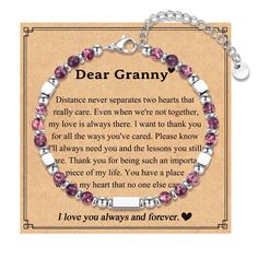 a bracelet with the words dear granny on it