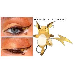 Pokemon Inspired Eye Make-Up ❤ liked on Polyvore Charizard Makeup, Pikachu Eye Makeup, Pokemon Makeup Looks, Pokemon Inspired Makeup, Jolteon Costume, Pokemon Humor, Pokemon Makeup, Anime Chart