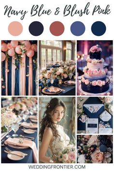 many blue and blush pink wedding colors