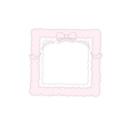 a pink frame with a bow on it