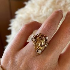 Art Noveau Jewelry, Luxury Diamond Ring For Collectors, Vintage Diamond Ring With Vs Clarity, Antique Rings With Prong Setting, Art Nouveau Intaglio Rings For Wedding, Art Nouveau Rings, Art Nouveau Jewelry Ring, Art Nouveau Revival, Art Nouveau Engagement Ring