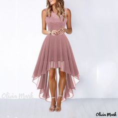 Olivia Mark - Cutout Waist Chiffon Evening Gown with Lace Overlay Moda Casual Chic, Long Chiffon Skirt, Sleeveless Chiffon Dress, Robes D'occasion, Vestidos Color Rosa, Look Plus Size, Chiffon Evening Dresses, Bow Belt, Chiffon Fashion