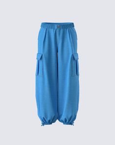 Add a little flare to your closet with these blue denim parachute pants 💙 With a chic yet casual feel, these pants complete with cargo pockets and a smocked waistband are the perfect piece for any occasion where you want to be the best dressed 😚 Blue Relaxed Fit Cargo Pants, Blue Relaxed Fit Cargo Pants With Pockets, Spring Denim Cargo Pants With Elastic Waistband, Blue Cargo Jeans With Side Pockets, Blue Cargo Pants With Multiple Pockets For Spring, Streetwear Wide Leg Cargo Jeans With Elastic Waistband, Utility Cargo Jeans With Elastic Waistband, Wide Leg Cargo Jeans With Elastic Waistband For Streetwear, Summer Denim Blue Cargo Pants