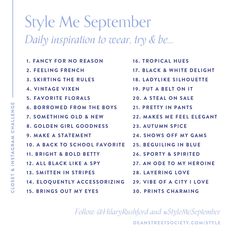 30 Days Outfits Challenge, 30 Day Fashion Challenge, September Style Challenge, September Outfit Challenge, October Style Challenge, September Instagram Challenge, September Challenge 30 Day Instagram, Monthly Journal Prompts September, Photography Challenge September