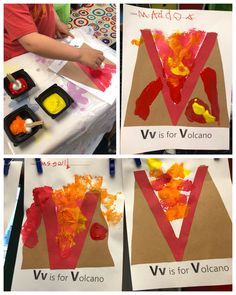 four different pictures of kids making their own art project for valentine's day or valentine's day