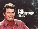 the rockford files poster with an image of a smiling man wearing a red shirt