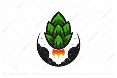 a green plant with flames in its hands logo