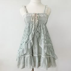 Pisces Outfits, Style Babydoll Dress, Depop Clothes, Himekaji Outfits, Mini Strapless Dress, Pastel Mint Green, 일본 패션, Mint Green Color, Pastel Mint