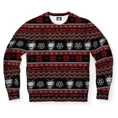 Krampus Merry Hexmas Pattern Ugly Christmas Sweater, Christmas Sweater, Ugly Sweater, Funny Xmas Sweaters – Excoolent The Sweater is the epitome of classic comfort and style. Crafted from premium materials, it offers warmth and softness, making it a must-have for chilly days. With its versatile design, it effortlessly complements various outfits, whether layered over a shirt or paired with jeans. The timeless appeal of a sweater transcends trends, ensuring it remains a wardrobe staple seas Red Holiday Sweatshirt For Winter, Black Christmas Sweatshirt, Ugly Sweater Funny, Xmas Sweaters, Funny Xmas Sweaters, Christmas Ugly Sweater, Funny Xmas, Preppy Look, Sweater Christmas