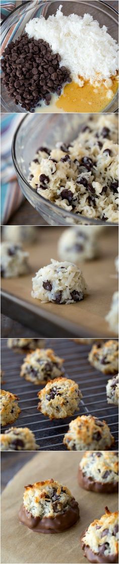 chocolate chip cookies cooling on the grill and then being baked