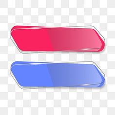 two red and blue rectangular stickers on a white background, one with the same color as