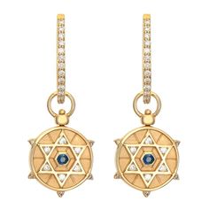 Star of David & Hamsa 14K Gold Top Switch Earring Charms Yellow Gold 14k Charm Earrings, 14k Yellow Gold Earrings With Charms, Yellow Gold Charm Earrings Fine Jewelry, Yellow Gold Earrings With Charms In Fine Jewelry Style, Yellow Gold Earrings With Charms Fine Jewelry, Yellow Gold Star Of David Jewelry With Diamond Accents, Gold Charms Earrings Fine Jewelry, Celestial Yellow Gold Earrings With Diamond Accents, 14k Gold Round Charm Earrings