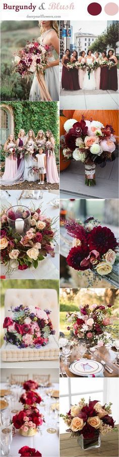 the wedding table is decorated with red and pink flowers, greenery, and candles