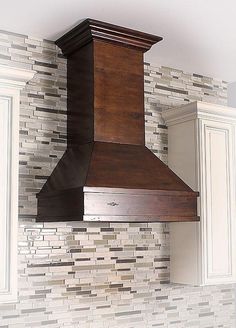 Wooden Wall Mount Range Hood in Walnut and Hamilton - Includes Motor  ZLINE 30 in. - America Best Appliances, LLC Stove Vent Hood, Wooden Range Hood, Wall Range Hood, Kitchen Hood Design, Oven Hood, Kitchen Chimney, Hood Ideas, Shelving Design, Fabulous Kitchens