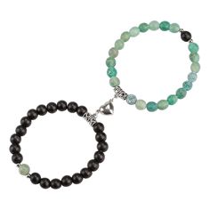 PRICES MAY VARY. Title: FLYEMMET Couple Bracelets for Women Men Distance Matching Relationship 8 mm Stone Beads Couples Friendship Stretch Bracelet Jewelry Set for Him and Her (Heart-shape Magnetic Black & Green). Product Type: Departments > Men > Jewelry > Bracelets > Link Long Distance Bracelets, Relationship Bracelets, Distance Bracelets, Green Product, Dad Daughter, Crystal Beads Bracelet, Natural Stone Bracelets, Couple Bracelets, Men Jewelry