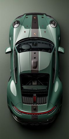 the top view of a green sports car