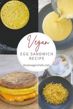 Breakfast Vegan Egg Sandwich recipe Egg Breakfast Sandwich, Vegan Breakfast Options, Egg Sandwich Recipe, Vegan Gluten Free Breakfast, Egg Sandwich Breakfast, Vegan Egg, Healthy Vegan Breakfast, Vegan Chef