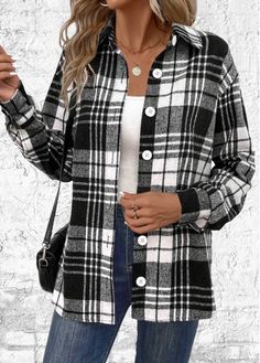 Color:Black;Size:S;Size:M;Size:L;Size:XL;Size:XXL;Package Contents:1 X Blouse;Occasion:Other;Style:Bohemian; Elegant Dresses Plus Size, Geometric Clothing, Plaid Long Sleeve Shirt, Swimwear Suits, Chic Blouses, Brown Outfit, Black Long Sleeve Shirt, Long Sleeve Plaid Shirt, Plain Tops