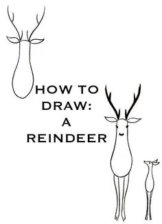 how to draw a reindeer with the help of an adult and baby deer in simple lines