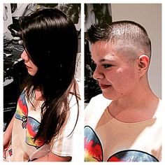 What do you think? Balding Long Hair, Hairstyles Buzzcut, Kristen Stewart Short Hair, Chelsea Haircut, Nice Haircuts, Female Mohawk, Skinhead Reggae, Before And After Haircut